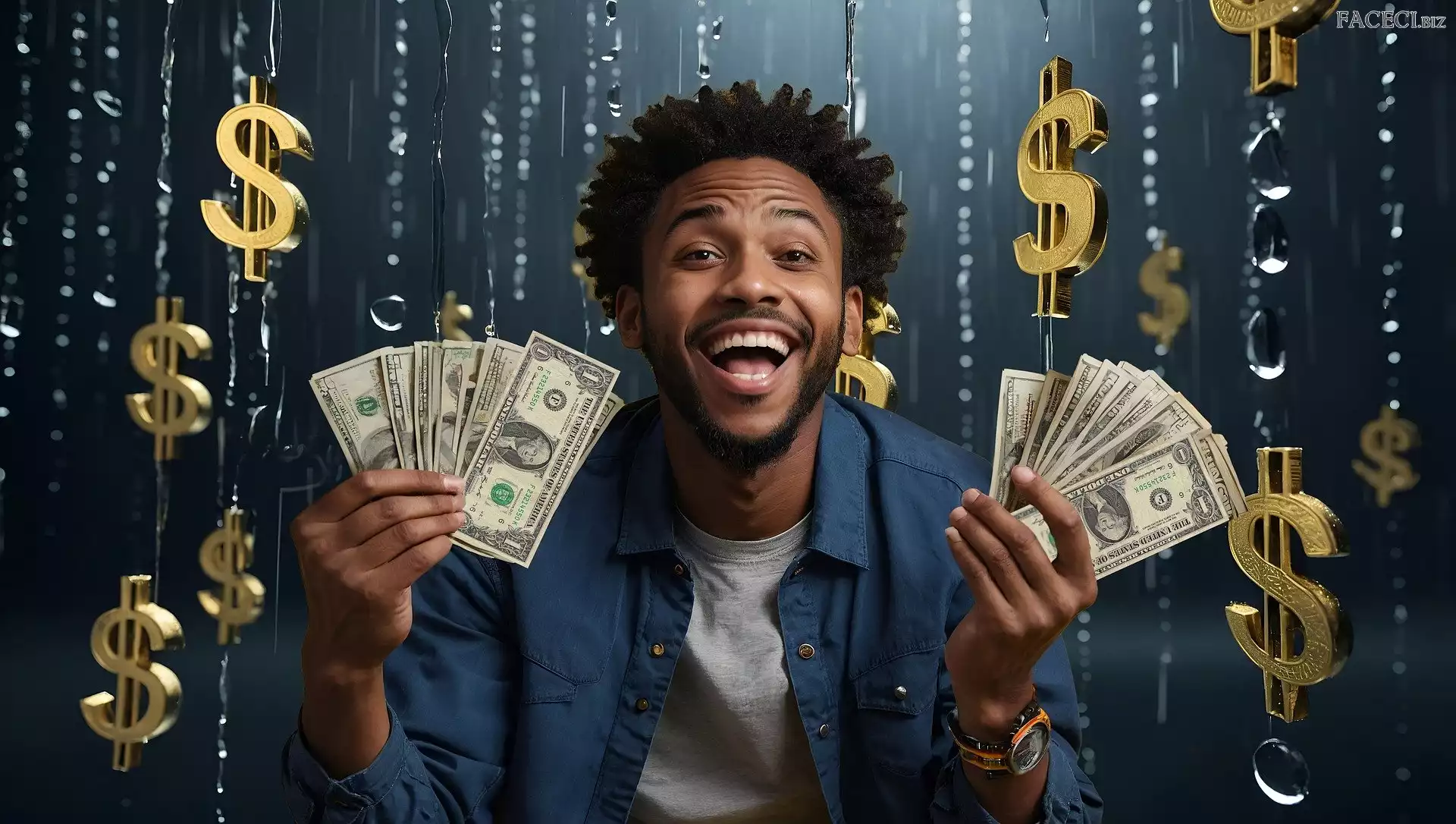 Uśmiech, Mężczyzna, Radość, Dolary, Banknoty