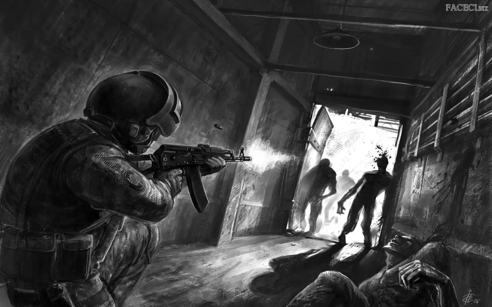 Trupów, Żywych, Karabin, Żołnierz, Noc